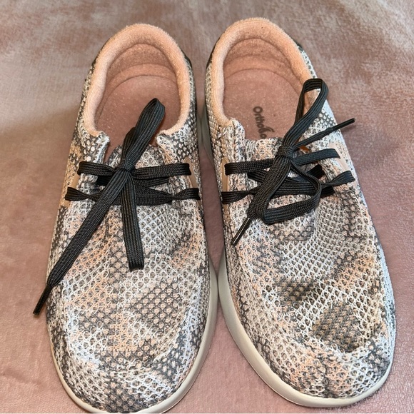 NWOT OrthoComfoot slip on boat shoes with inserts gray white pink mesh size 7 - Picture 2 of 9